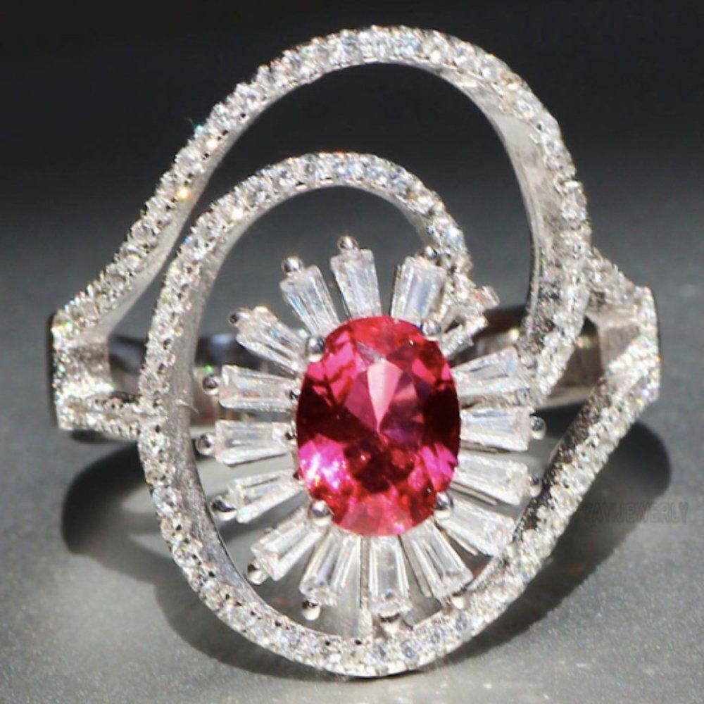 🔅🆕🔅 S925 Ruby Red Cocktail Statement Ring  ✨ - Picture 4 of 9